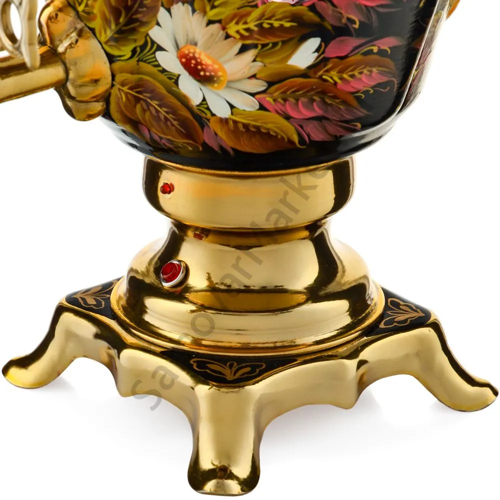 Самовар электрический 2,5 л с автоотключением,худ.росписью «Ромашки с клевером» формы «Груша» Самовар электрический 2,5 л с автоотключением,худ.росписью «Ромашки с клевером» формы «Груша»