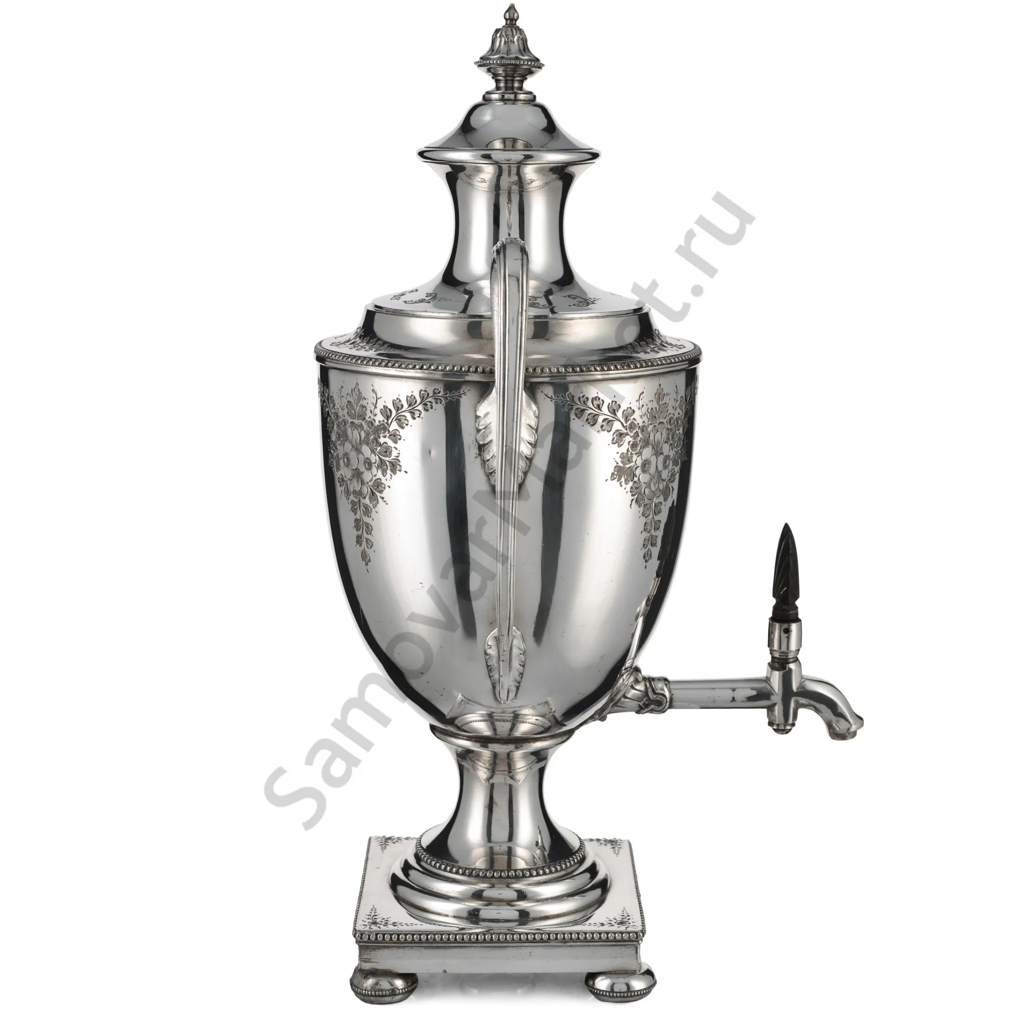 Самовар сервировочный, антикварный 2,4 литра «Ампир», серебрение