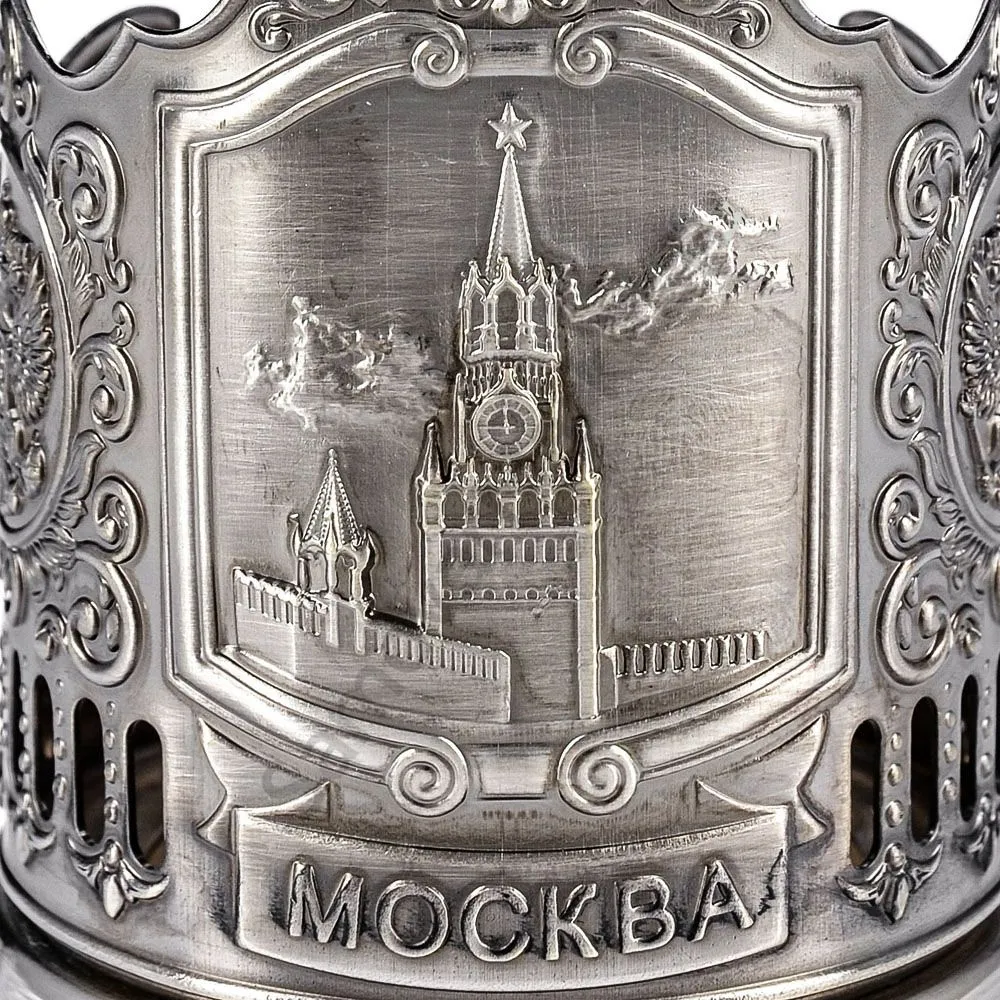 Подстаканник никелированный с чернью «Спасская башня» Подстаканник никелированный с чернью «Спасская башня»
