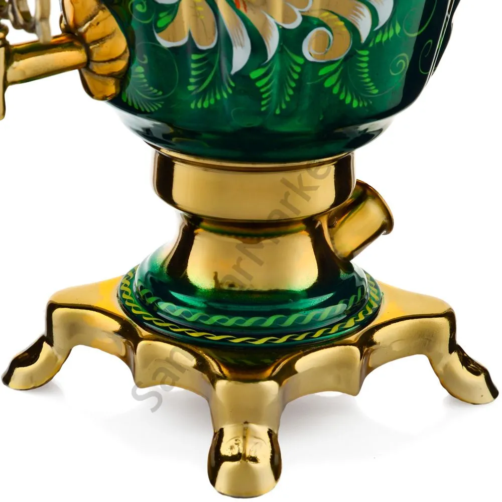 Самовар электрический 3 л с художественной росписью «Кудрина зелёная» формы «Рюмка» Самовар электрический 3 л с художественной росписью «Кудрина зелёная» формы «Рюмка»