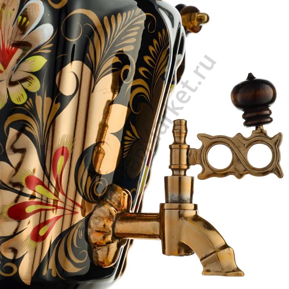 Самовар электрический 3 литра с художественной росписью «Кудрина чёрная» формы «Рюмка» Самовар электрический 3 литра с художественной росписью «Кудрина чёрная» формы «Рюмка»