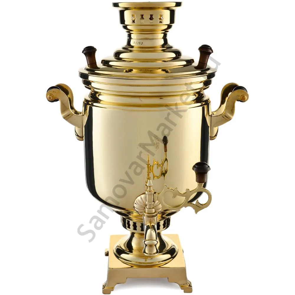 Самовар на дровах 7 литров формы «Банка», ТПТ, литьё, золотой, категория «Люкс» Самовар на дровах 7 литров формы «Банка», ТПТ, литьё, золотой, категория «Люкс»
