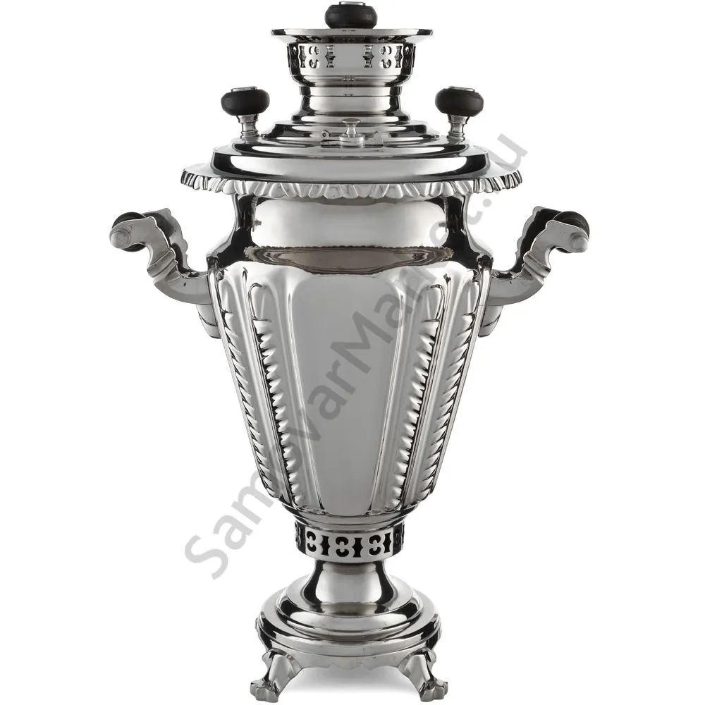 Самовар антикварный на дровах 3,3 литра формы «Рюмка с колоннами» Тул.Патрон.Завод, серебристый Самовар антикварный на дровах 3,3 литра формы «Рюмка с колоннами» Тул.Патрон.Завод, серебристый