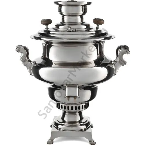 Самовар антикварный комбинированный 5 литров формы «Репка» Соловьёва, серебристый