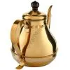 Чайник заварочный 1 литр фигурный с деревянной фурнитурой, золотистый