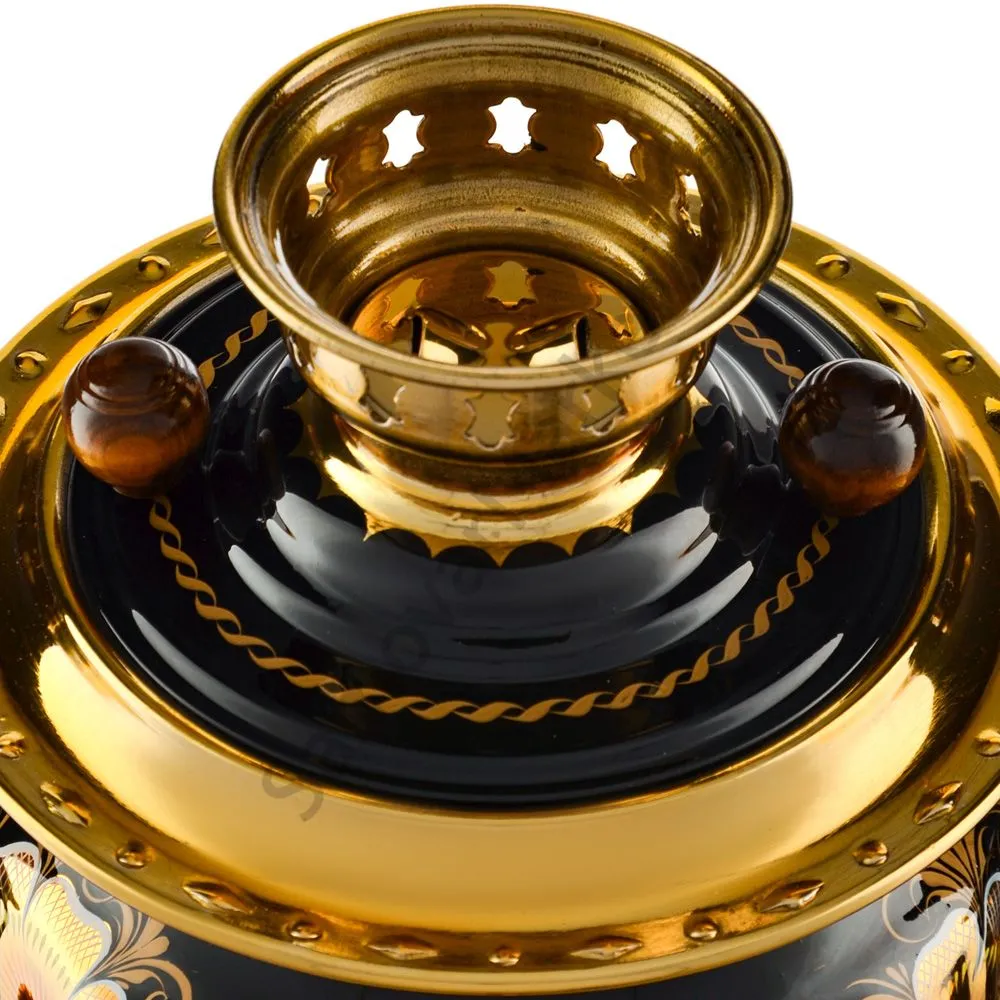 Самовар электрический 3 литра с художественной росписью «Кудрина чёрная» формы «Овал» Самовар электрический 3 литра с художественной росписью «Кудрина чёрная» формы «Овал»