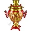 Самовар электрический 3 литра с художественной росписью «Орнамент красный» формы «Жёлудь»