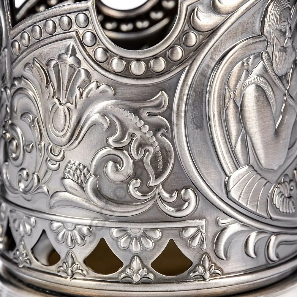 Подстаканник никелированный с чернью «Русское чаепитие» Подстаканник никелированный с чернью «Русское чаепитие»