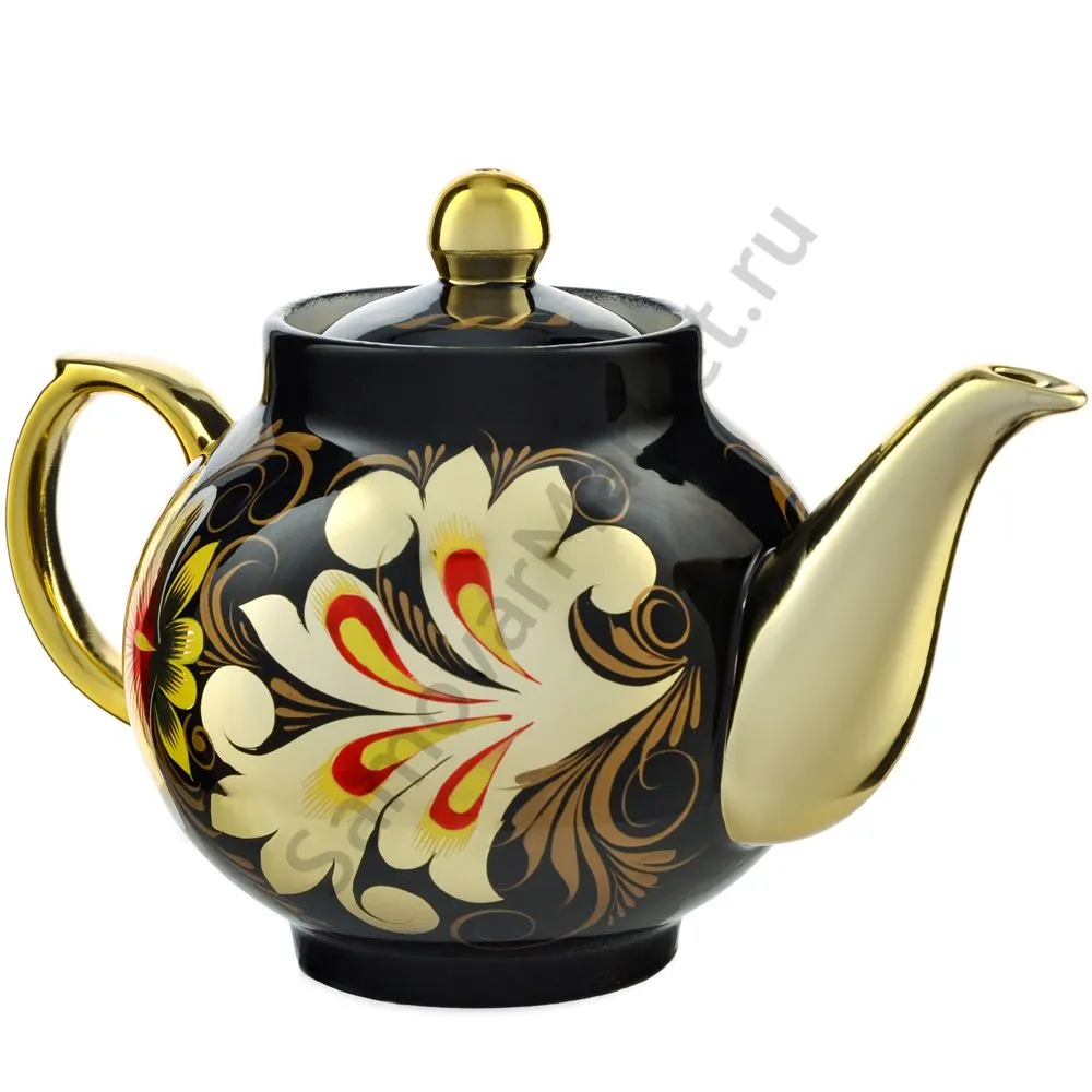 Чайник заварочный для самовара с художественной росписью «Кудрина чёрная» Чайник заварочный для самовара с художественной росписью «Кудрина чёрная»