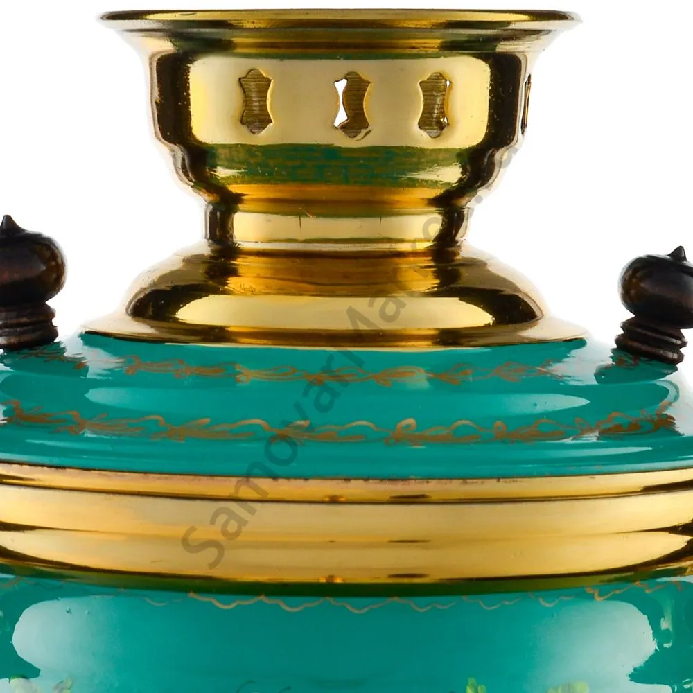 Самовар электрический 4 л.в наборе из 4 предметов с худ.росписью «Нарциссы на зелёном в золоте» Самовар электрический 4 л.в наборе из 4 предметов с худ.росписью «Нарциссы на зелёном в золоте»