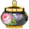 Сахарница с художественной росписью «Пионы на чёрном в золоте» 