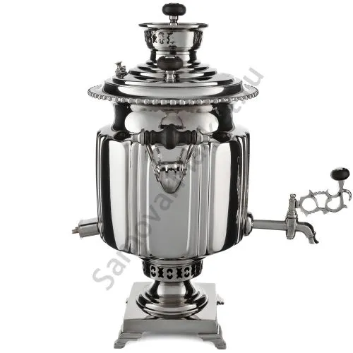 Самовар антикварный комбинированный 5,5 литров формы «Фонарь» Бр. Шемариных, с трубой, серебристый 