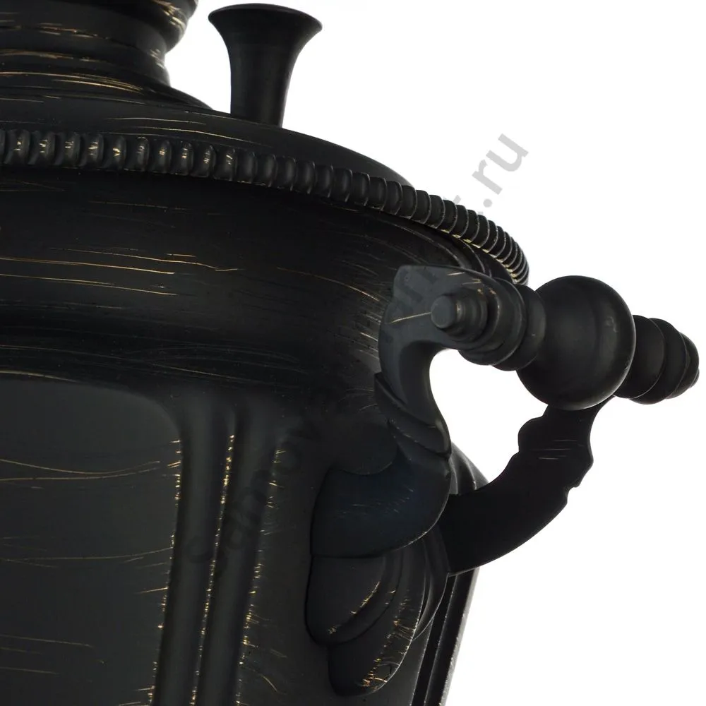 Самовар антикварный на дровах 5,5 литра формы «Рюмка гранная», золотые нити в патине Самовар антикварный на дровах 5,5 литра формы «Рюмка гранная», золотые нити в патине