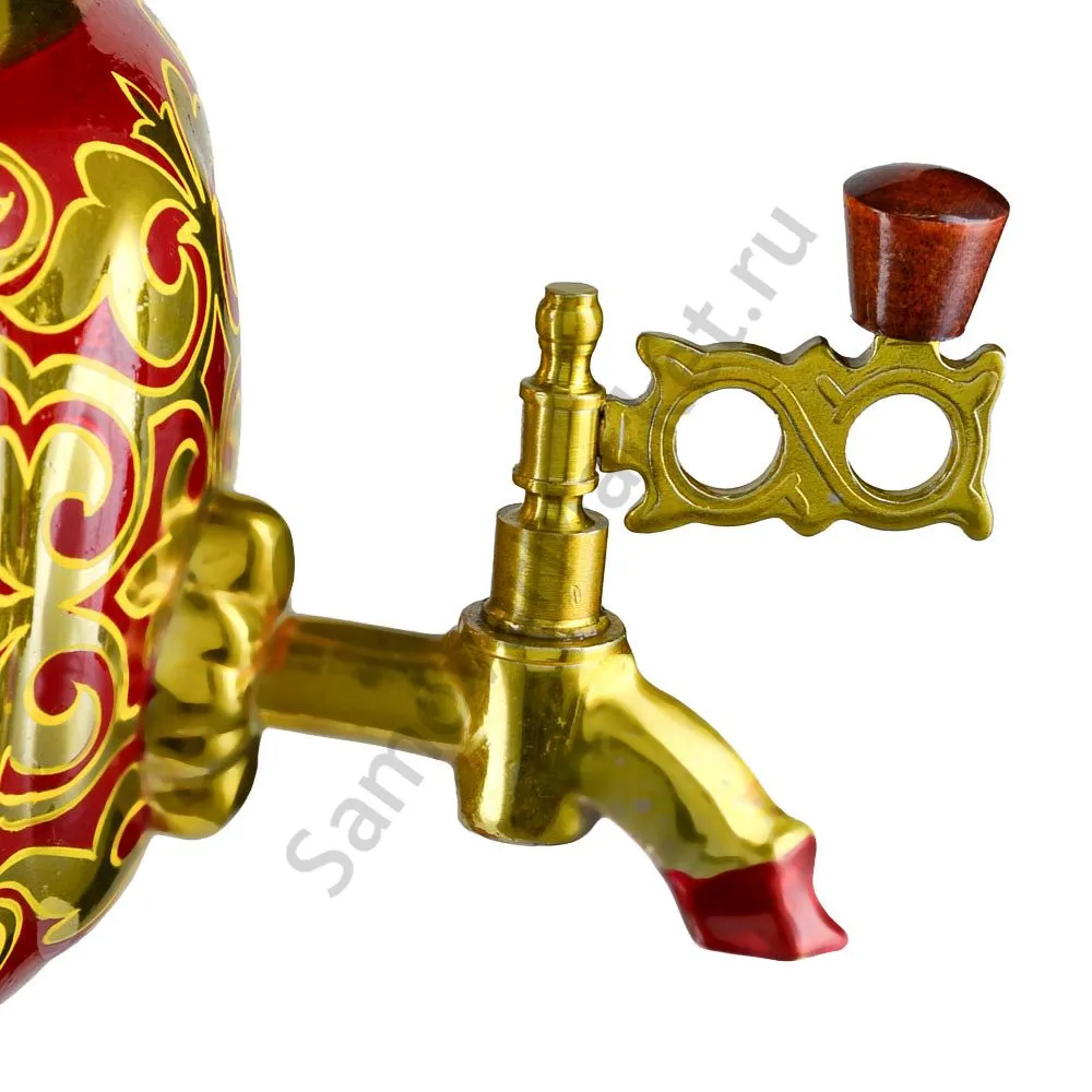 Самовар электрический 3 литра с автоотключением, худ. росписью «Орнамент красный» формы «Овал» Самовар электрический 3 литра с автоотключением, худ. росписью «Орнамент красный» формы «Овал»