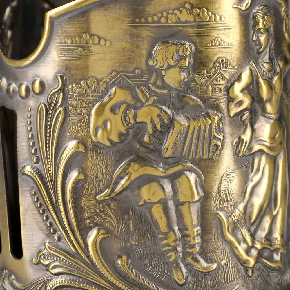 Подстаканник латунный «Русские пляски» Подстаканник латунный «Русские пляски»