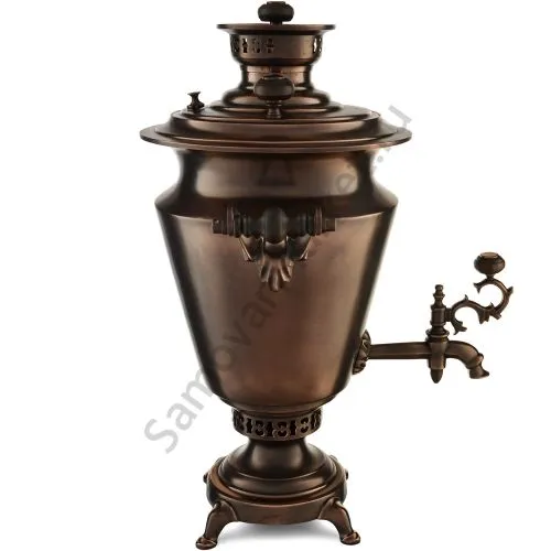 Самовар антикварный на дровах 5,5 литра формы «Рюмка» ТПЗ, с трубой, травление по меди 