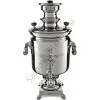 Самовар антикварный на дровах 7,5 литров формы «Банка» Н.И. Баташева с медалями, серебристый 
