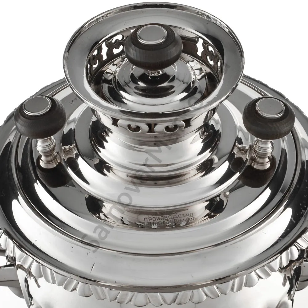 Самовар антикварный на дровах 3,3 литра формы «Рюмка с колоннами» Тул.Патрон.Завод, серебристый Самовар антикварный на дровах 3,3 литра формы «Рюмка с колоннами» Тул.Патрон.Завод, серебристый