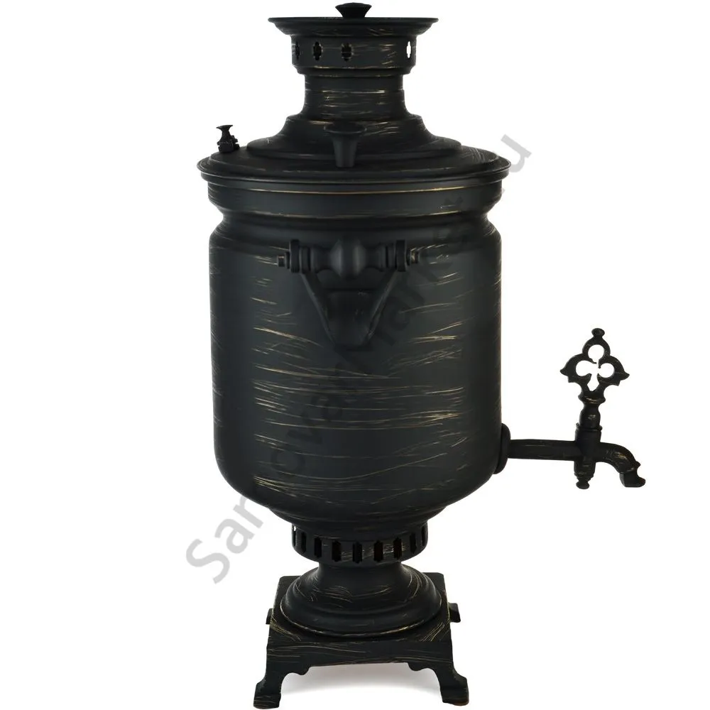 Самовар антикварный на дровах 8 литра формы «Банка», Кольчугино, золотые нити в патине Самовар антикварный на дровах 8 литра формы «Банка», Кольчугино, золотые нити в патине