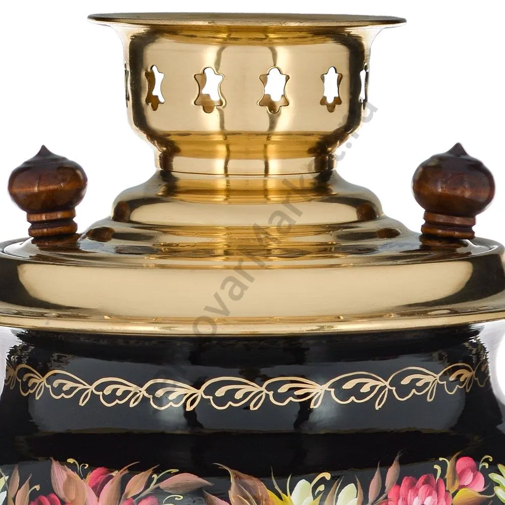 Самовар электрический 3 л с авто.откл., худ.росписью «Ромашки с клевером на чёрном» формы «Овал» Самовар электрический 3 л с авто.откл., худ.росписью «Ромашки с клевером на чёрном» формы «Овал»