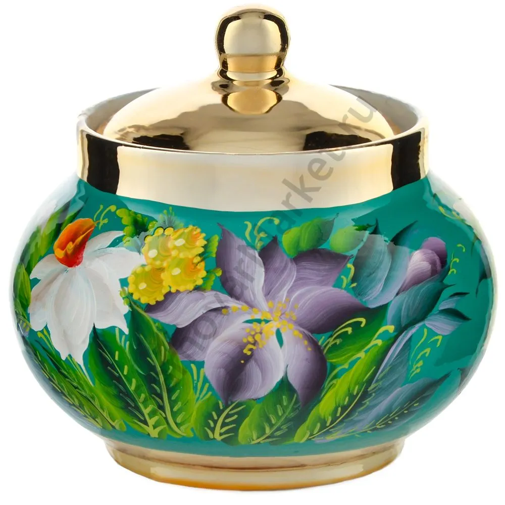 Самовар электрический 4 л.в наборе из 4 предметов с худ.росписью «Нарциссы на зелёном в золоте» Самовар электрический 4 л.в наборе из 4 предметов с худ.росписью «Нарциссы на зелёном в золоте»