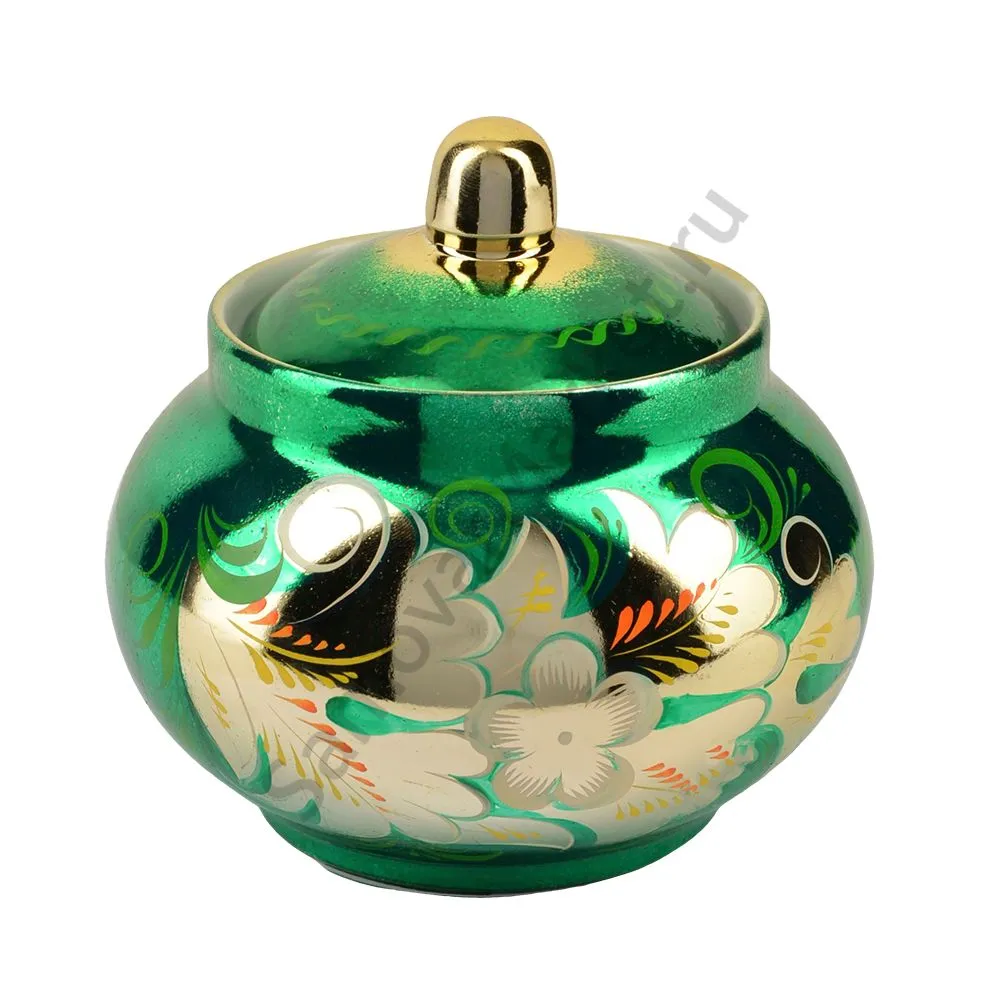 Сахарница с художественной росписью «Кудрина зелёная» Сахарница с художественной росписью «Кудрина зелёная»