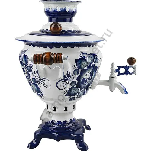 Самовар электрический 2 литра с художественной росписью «Гжель» формы «Чаша»