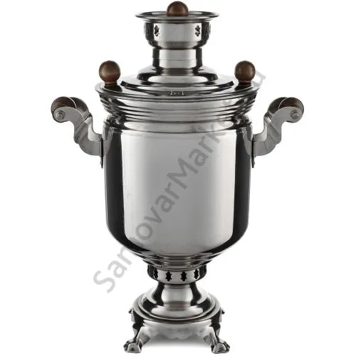 Самовар на дровах 5 литров формы «Банка», серебристый, категория «Дачный»