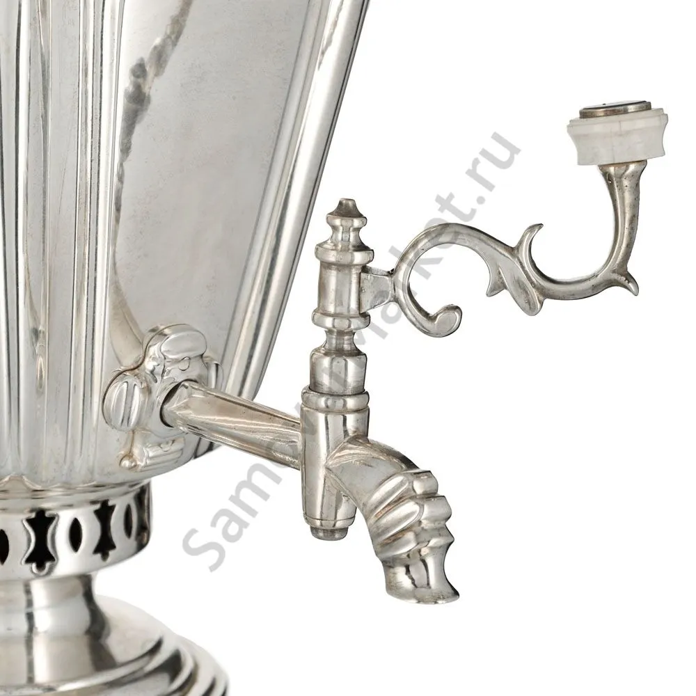 Самовар антикварный на дровах 4 литра формы «Рюмка» Шапошникова, фурнитура кость,посеребрённый Самовар антикварный на дровах 4 литра формы «Рюмка» Шапошникова, фурнитура кость,посеребрённый