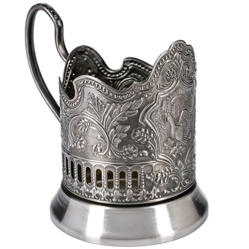 Подстаканник никелированный с чернью «Глухарь»