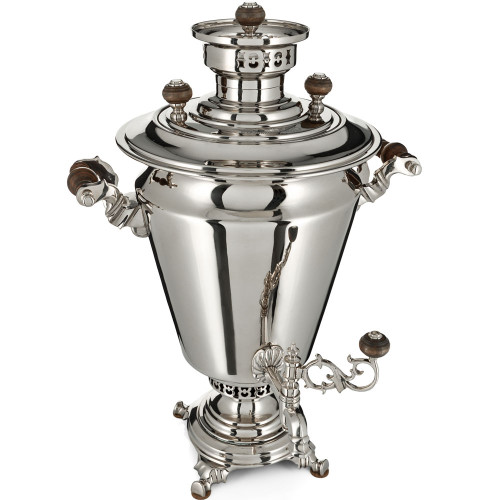 Самовар антикварный комбинированный 5,5 литров формы «Рюмка» Капырзина, серебристый, уценка 
