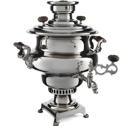 Самовар антикварный комбинированный 5 литров формы «Репка» Соловьёва, серебристый