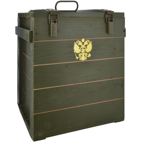 Ящик деревянный с «Гербом РФ» для самовара до 5 литров, полевой