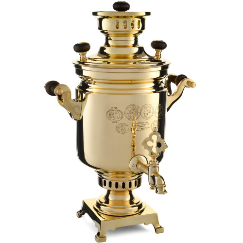 Самовар антикварный на дровах 3 литра формы «Банка» В.С. Баташева с медалями, золотой