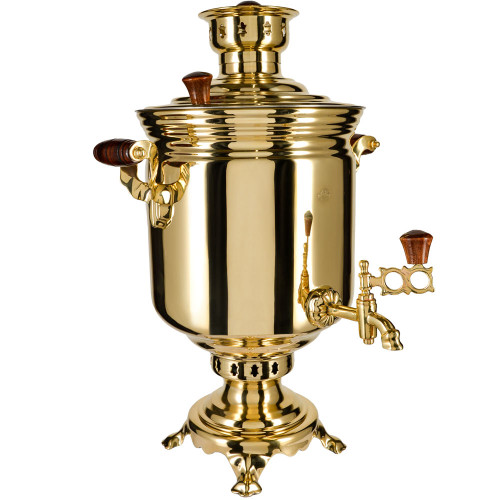 Самовар на дровах 7 литров формы «Банка», золотой, категория «Люкс»