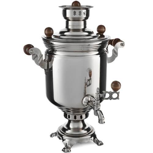 Самовар на дровах 5 литров формы «Банка», серебристый, категория «Дачный»