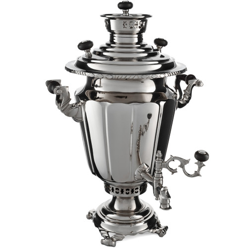 Самовар антикварный комбинированный 6 литров формы «Рюмка гранная» Воронцовых, с трубой, серебристый