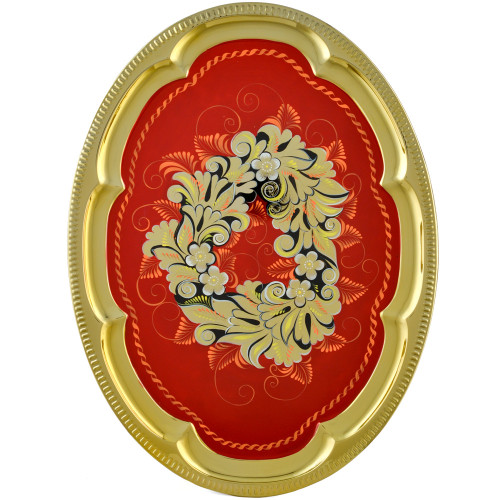 Поднос для самовара с художественной росписью «Кудрина красная»