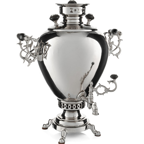 Самовар антикварный на дровах 6 литров формы «Яйцо» Воронцова, с трубой, серебристый