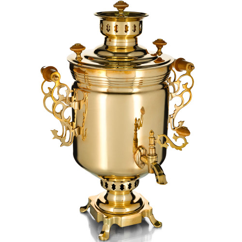 Самовар на дровах 5 литров формы «Банка гладкая», золотой