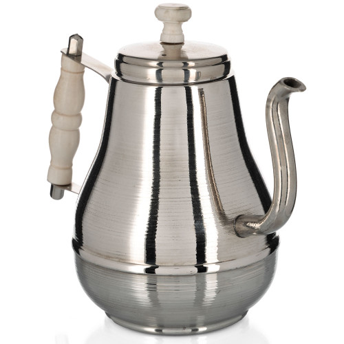 Чайник заварочный для самовара большой 1 литр, фурнитура кость, серебристый 