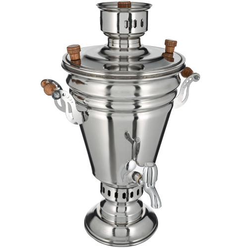 Самовар на дровах 5 литров формы «Конус», нержавеющая сталь, серебристый 