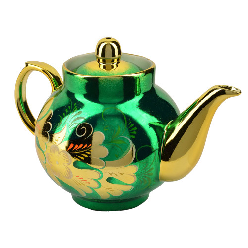 Чайник заварочный для самовара с художественной росписью «Кудрина зелёная» Чайник заварочный для самовара с художественной росписью «Кудрина зелёная»