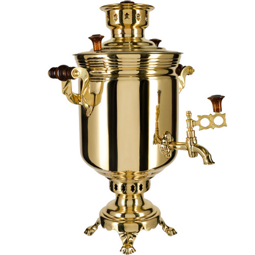 Самовар на дровах 5 литров формы «Банка», золотой, категория «Люкс»