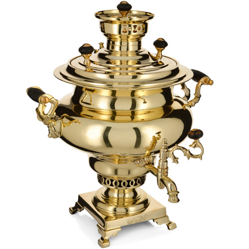 Самовар антикварный на дровах 5 литров формы «Репка» Р.А. Тейле, золотистый