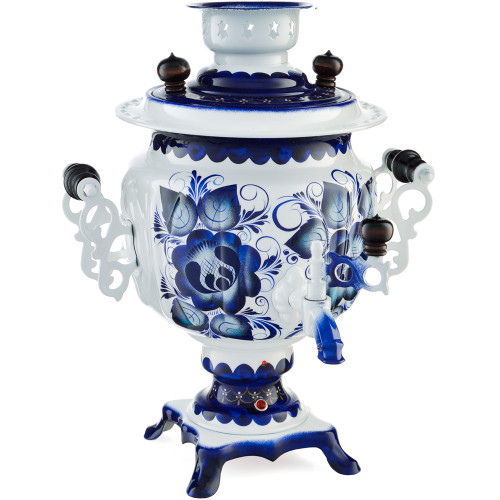 Самовар электрический 3 литра с автоотключением, худ. росписью «Гжель» формы «Овал»