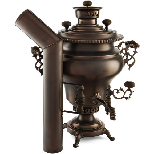 Самовар антикварный на дровах 5,5 литров формы «Дуля» Б.Г. Тейле, с трубой, травление по меди