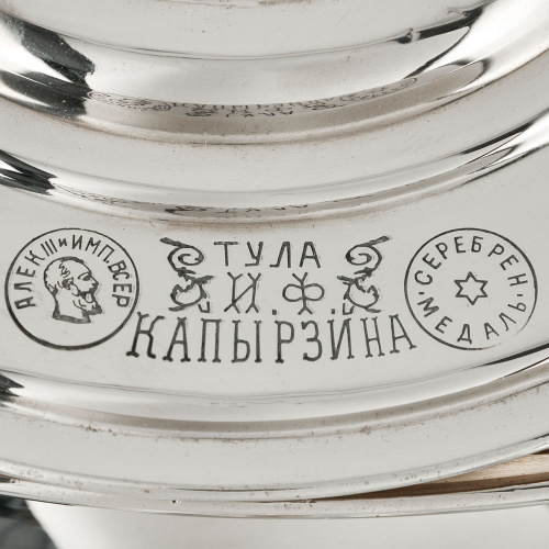 Самовар антикварный комбинированный 5,5 литров формы «Рюмка» Капырзина, серебристый, уценка 