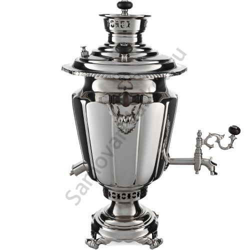 Самовар антикварный комбинированный 6 литров формы «Рюмка гранная» Воронцовых, с трубой, серебристый