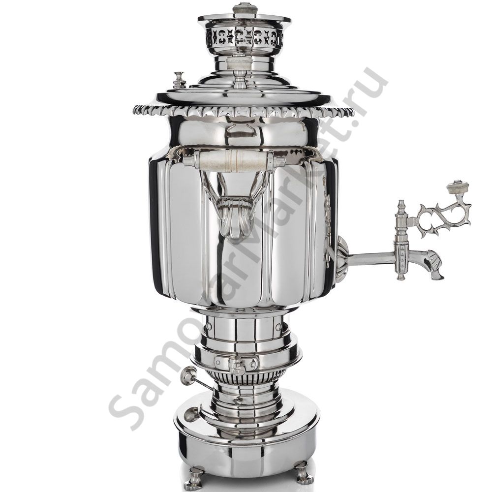 Самовар антикварный жаровой на керосине 7 литра формы «Фонарь» Б.Г. Тейле, серебристый  Самовар антикварный жаровой на керосине 7 литра формы «Фонарь» Б.Г. Тейле, серебристый
